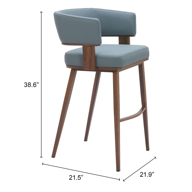  Zuo Poise 110329 Barstool - Azure Grey & Walnut IMAGE 8