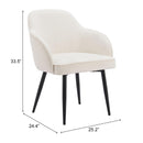  Zuo Jolie 110157 Dining Chair - Ivory IMAGE 8