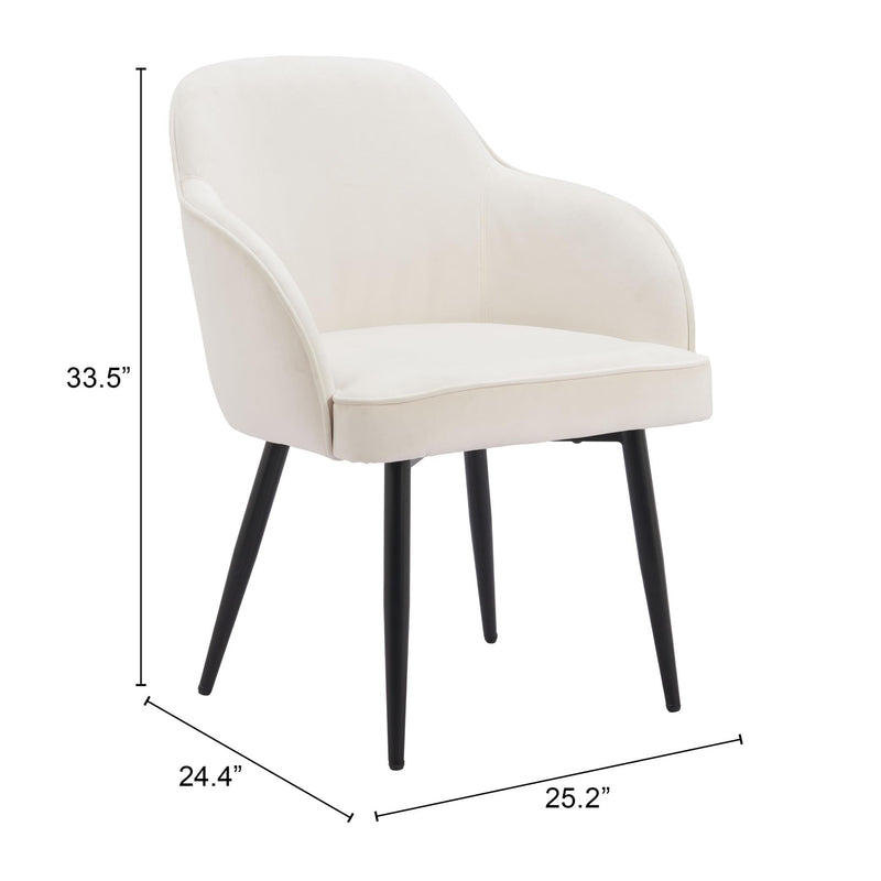  Zuo Jolie 110157 Dining Chair - Ivory IMAGE 8