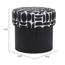  Zuo Boto 110181 Storage Ottoman - Black & White IMAGE 11