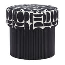  Zuo Boto 110181 Storage Ottoman - Black & White IMAGE 1