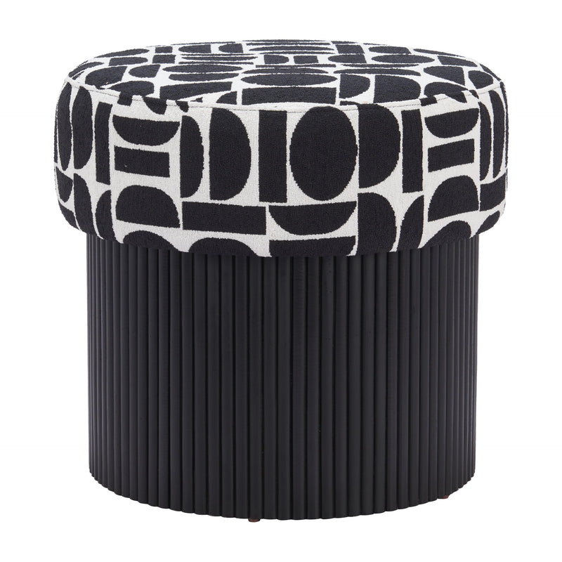  Zuo Boto 110181 Storage Ottoman - Black & White IMAGE 2