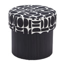  Zuo Boto 110181 Storage Ottoman - Black & White IMAGE 3