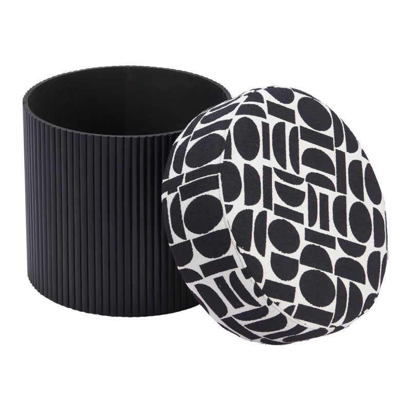  Zuo Boto 110181 Storage Ottoman - Black & White IMAGE 6