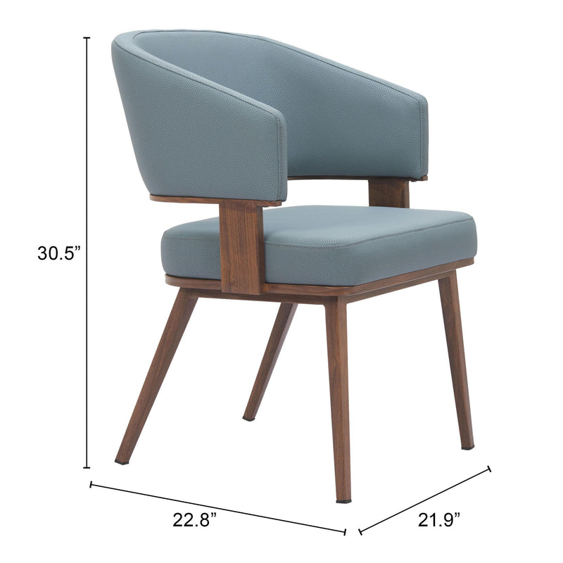  Zuo Poise 110328 Dining Chair - Azure Grey & Walnut IMAGE 8