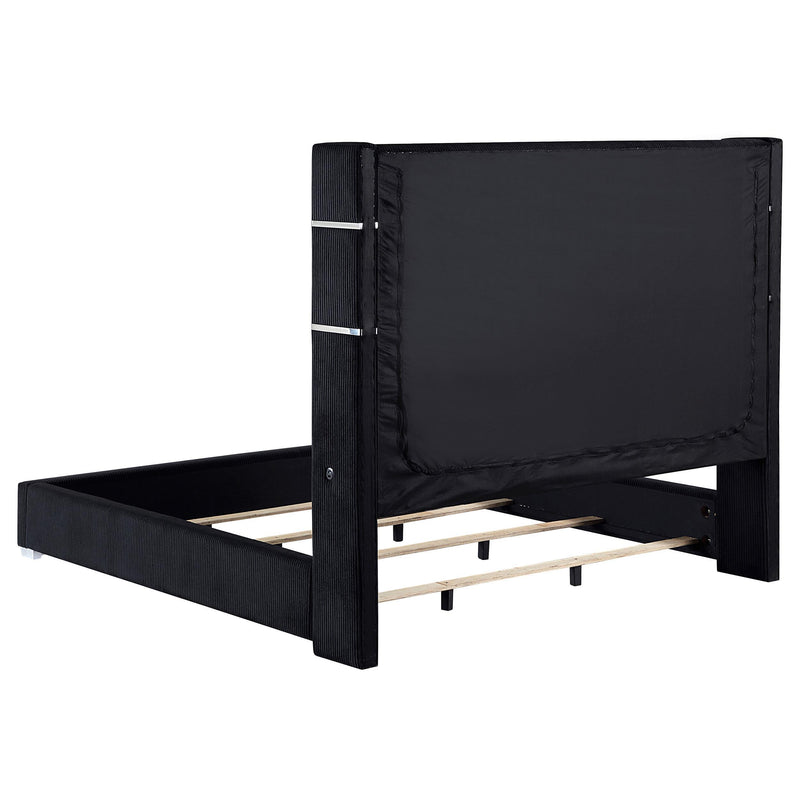 Coaster Furniture Tisdall 306031KW Upholstered Cal King Flame Visualizer Bed - Black IMAGE 3