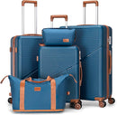 Luggage Sets 5 Piece Suitcases with Wheels, Suitcase Set ABS Hard Case Luggage with TSA Lock Spinner Wheels Durable Travel Luggage, Navy