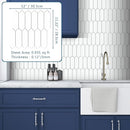 SUNWINGS 10-Sheet Peel and Stick Backsplash for Kitchen, Long Hexagon Stone Composite Self Adhesive Tile Picket Mosaic Wall Tiles, 12 Inch x 11.22 Inch White