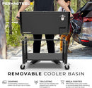 Permasteel 80-Qt Classic Outdoor Patio Cooler for Outside, Outdoor Beverage Cooler Bar Cart, Rolling Cooler with Wheels & Handles, Retro Design, Black 63517