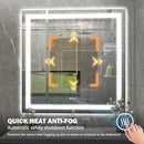 38''x39'' LED Bathroom Mirror with Front + Backlit, Tempered Glass Bathroom Mirror with Lights, Anti-Fog