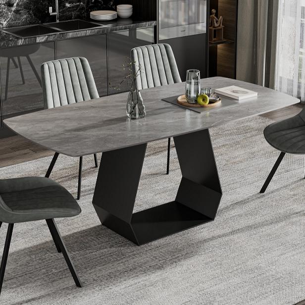 IFDC Dining Table with Stone Top and Pedestal Base T-1560 IMAGE 1