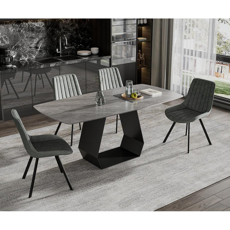 IFDC Dining Table with Stone Top and Pedestal Base T-1560 IMAGE 2