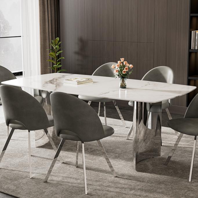 IFDC Dining Table with Stone Top and Pedestal Base T-1540 IMAGE 1