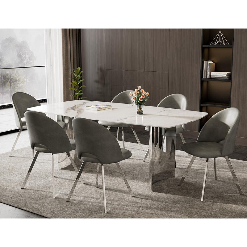 IFDC Dining Table with Stone Top and Pedestal Base T-1540 IMAGE 2