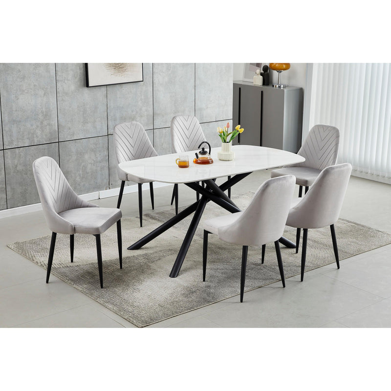 IFDC Dining Table with Stone Top and Pedestal Base T-1530 IMAGE 2