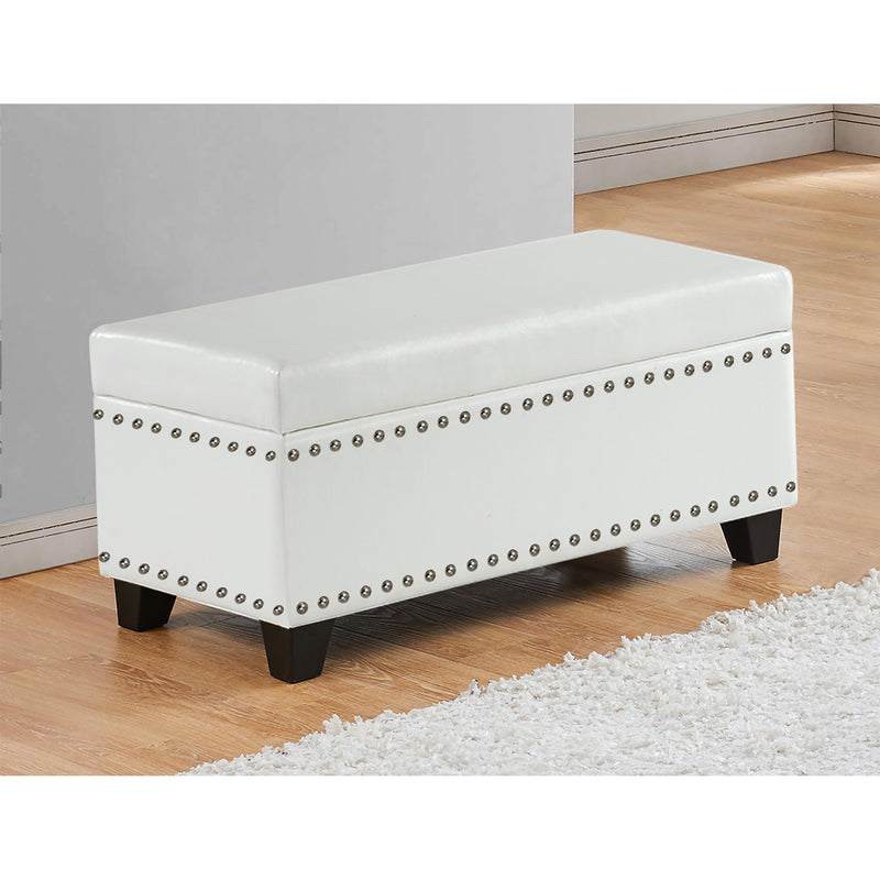 Titus Furniture T824‐WH Storage Bench (White Leatherette) IMAGE 1