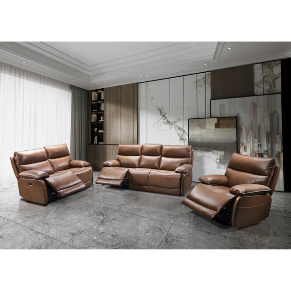 Titus Furniture T1117C-S Power Recliner Sofa (Cognac) IMAGE 1