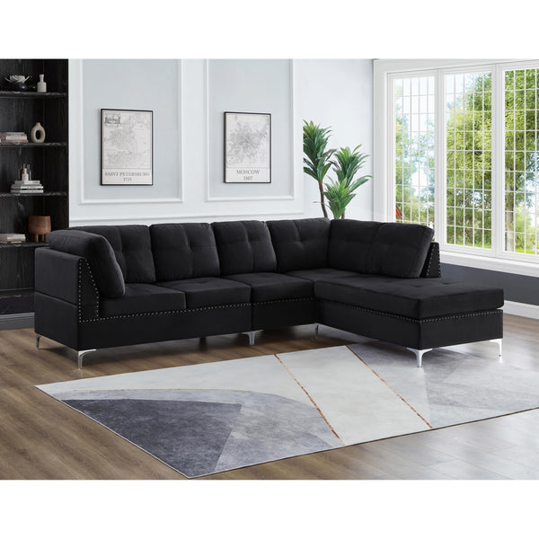 Titus Furniture T1233B-S Sofa Sectional (Reversible) (Black) IMAGE 1