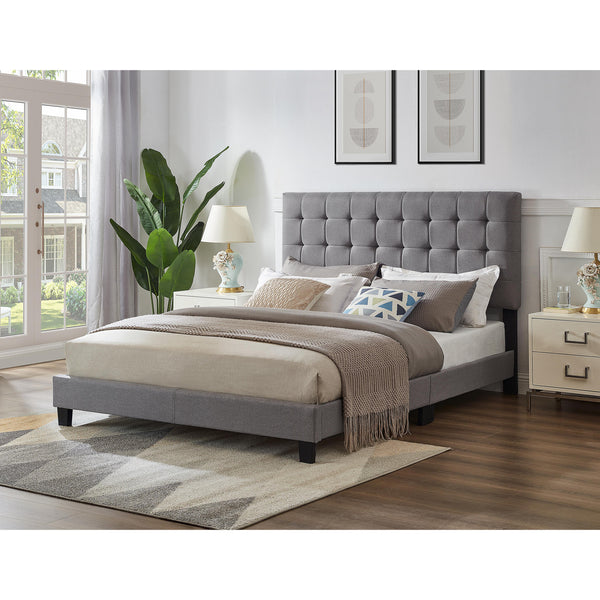 Titus Furniture T2114G‐S 39" Adjustable Headboard and Bed (Grey Linen) IMAGE 1