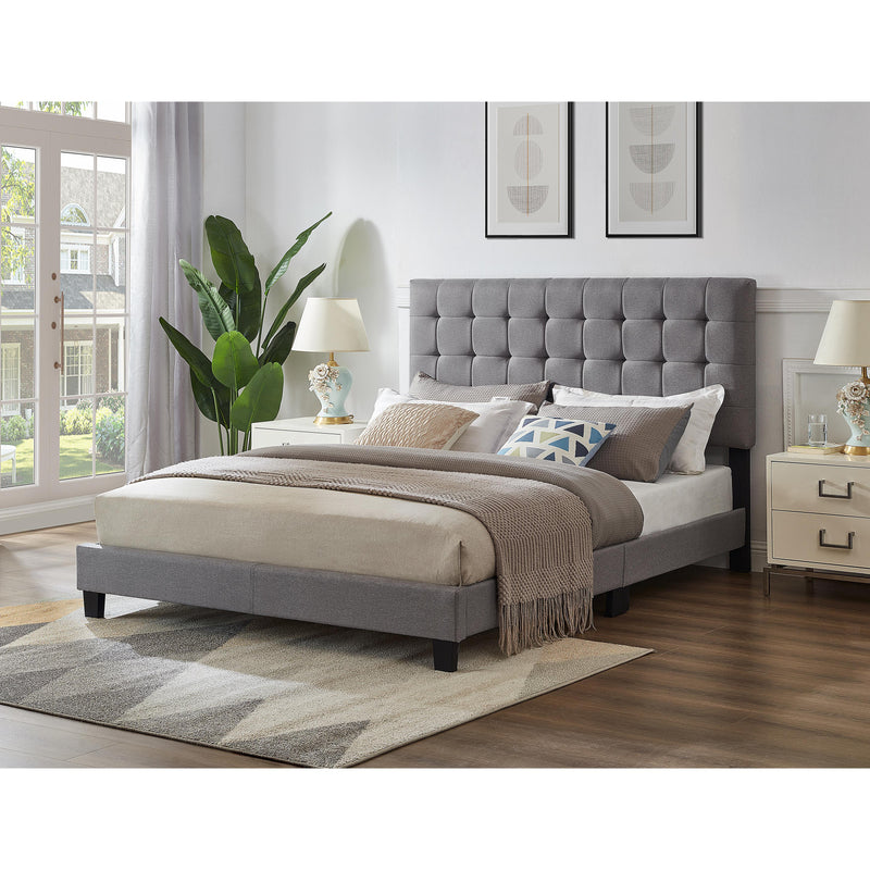 Titus Furniture T2114G‐D 54" Adjustable Headboard and Bed (Grey Linen) IMAGE 1