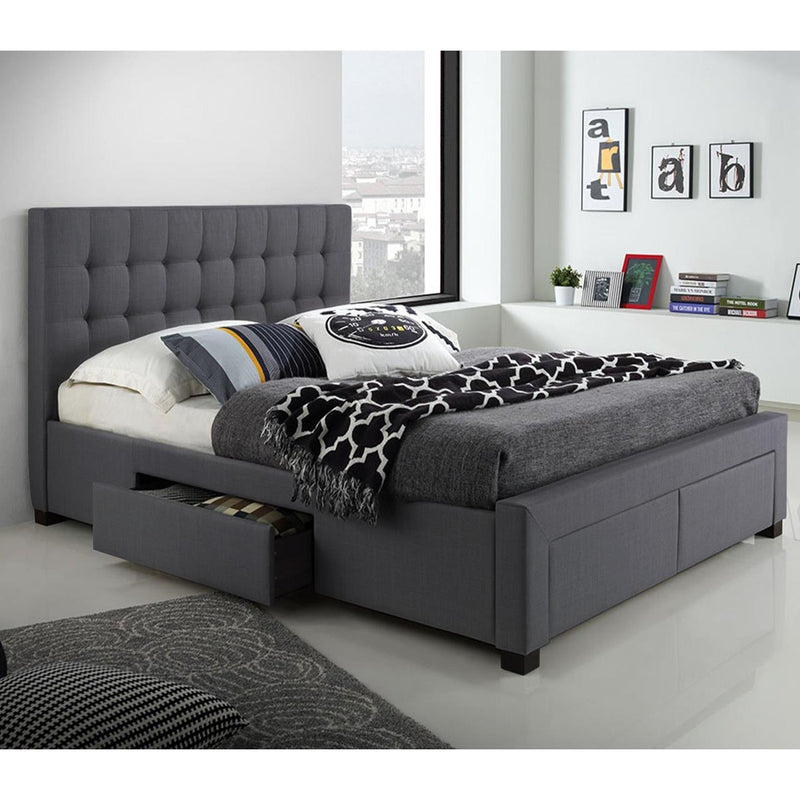 Titus Furniture T2152G‐Q 60" Platform Bed with Storage (Grey) IMAGE 1