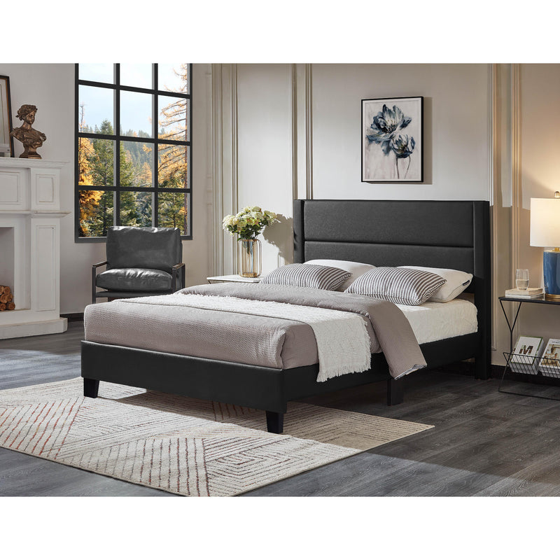 Titus Furniture T2177B-D 54" Platform Bed (Black Leatherette) IMAGE 1