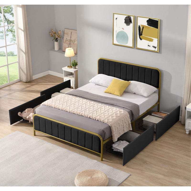 Titus Furniture T2334B-D 54" Storage Bed (Black) IMAGE 1