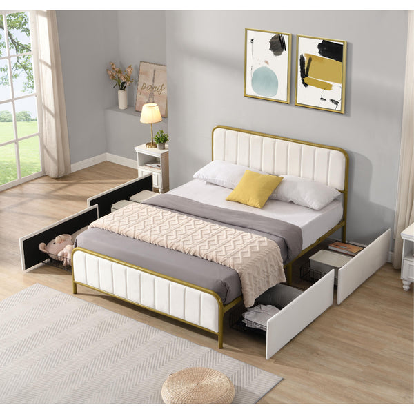 Titus Furniture T2334W-D 54" Storage Bed (Off-White) IMAGE 1