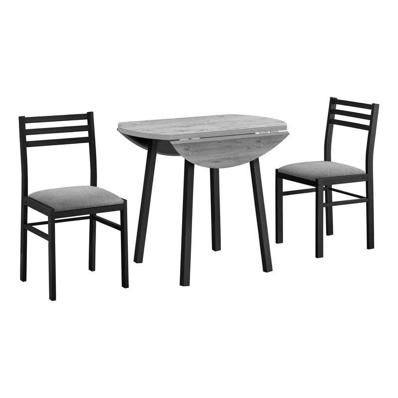  Monarch I 1007 3 pc Dining Set - Grey/Black IMAGE 1