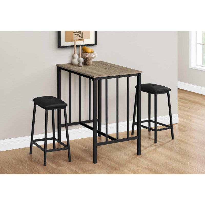  Monarch I 1143 3 pc Dining Set - Dark Taupe/Black IMAGE 2