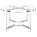  Coaster Furniture Keeling 108501 47-inch Round Glass Top Acrylic Dining Table - Chrome IMAGE 3