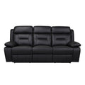  Mazin Furniture Laconia 9629BLK-3PW Power Double Reclining Sofa with Power Footrest, Black Leather IMAGE 1