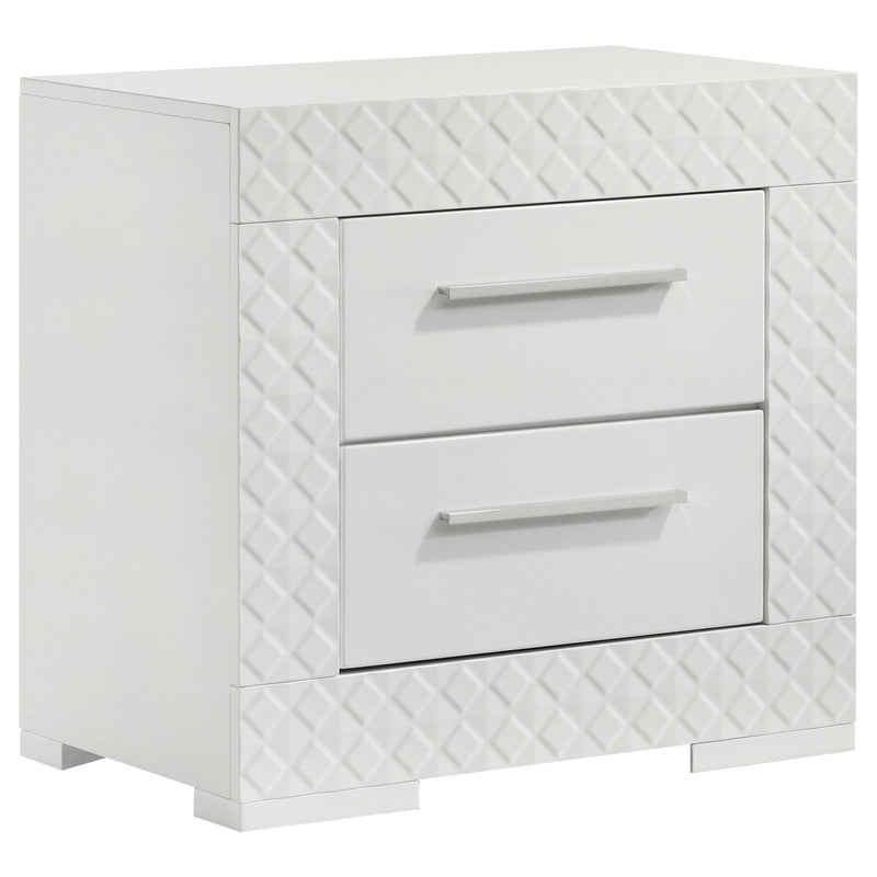 Coaster Furniture Ives 224942 2-drawer Nightstand Bedside Table - White High Gloss IMAGE 1