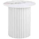  Coaster Furniture Rowena 708337 Round Sintered Stone End Table - White Faux Marble IMAGE 1