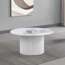  Coaster Furniture Rowena 708338 Round Sintered Stone Coffee Table - White Faux Marble IMAGE 2