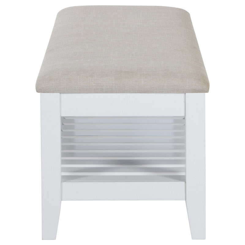 Coaster Furniture Bexhill 223476 Upholstered Rectangular Bench with Shelf - White IMAGE 4