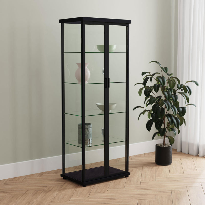 Coaster Furniture Aero 950400 5-shelf Display Curio Cabinet with LED Lighting - Black IMAGE 2