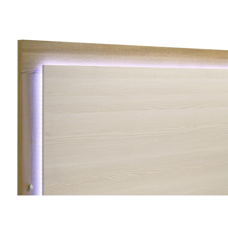 Coaster Furniture Hyland 215651Q Wood Queen LED Panel Bed - Natural and White IMAGE 6