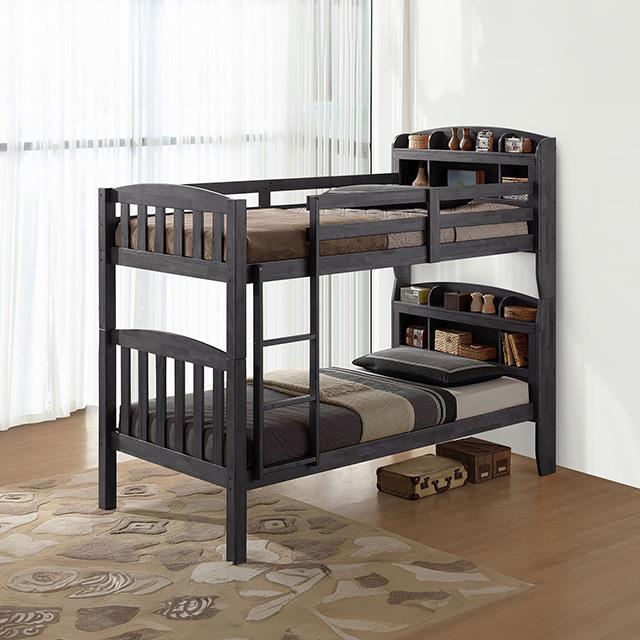 Furniture of America Stutsman FM-BK106GY-T Twin/Twin Bunk Bed IMAGE 2