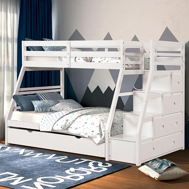 Furniture of America Ellington FM-BK611WH Twin/Full Bunk Bed IMAGE 1