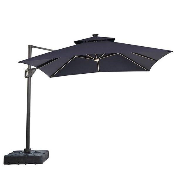 Furniture of America Sano LA-A015BL+BASE 10 Ft Square Umbrella w/ Double Top w/ LED Light + 37" Large Base IMAGE 1