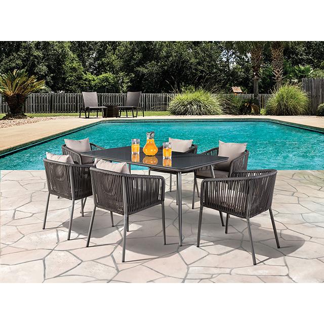 Furniture of America Tushari LA-A020LG-7PC 8 pc Outdoor Dining Set IMAGE 2