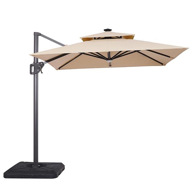 Furniture of America Xico LA-A030BG+BASE 8 Ft Square Umbrella w/ Double Top w/ LED Light + 37" Large Base IMAGE 2