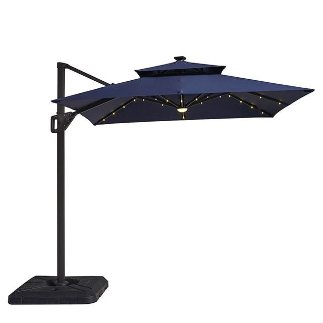 Furniture of America Xico LA-A030BL+BASE 8 Ft Square Umbrella w/ Double Top w/ LED Light + 37" Large Base IMAGE 1