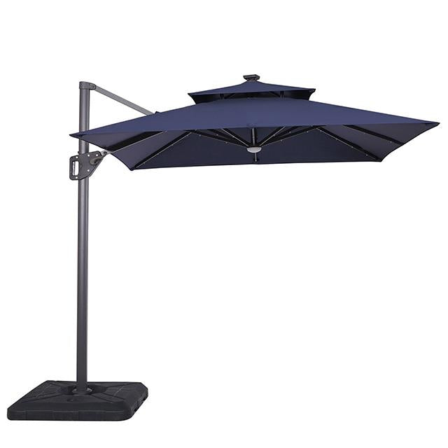 Furniture of America Xico LA-A030BL+BASE 8 Ft Square Umbrella w/ Double Top w/ LED Light + 37" Large Base IMAGE 2