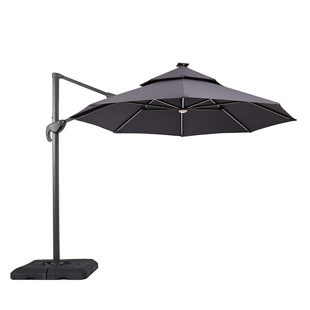 Furniture of America Xico LA-A030GY+BASE 8 Ft Square Umbrella w/ Double Top w/ LED Light + 37" Large Base IMAGE 1