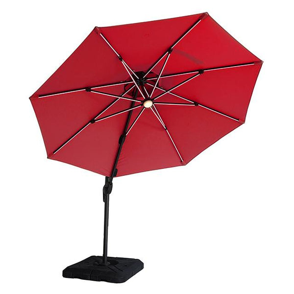 Furniture of America Xico LA-A030RD+BASE 8 Ft Square Umbrella w/ Double Top w/ LED Light + 37" Large Base IMAGE 1