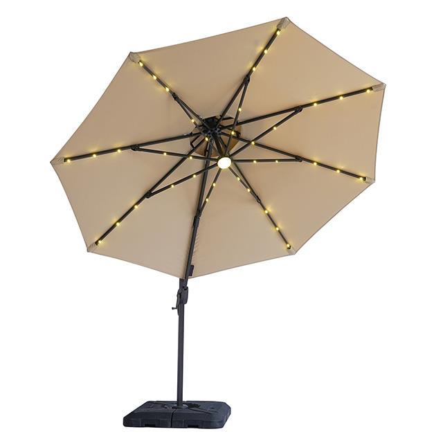 Furniture of America Nuti LA-A031BG+BASE 10 Ft Round Umbrella w/ LED Light + 37" Large Base IMAGE 2