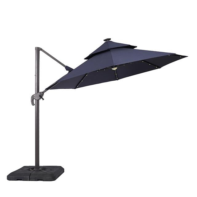 Furniture of America Nuti LA-A031BL+BASE 10 Ft Round Umbrella w/ LED Light + 37" Large Base IMAGE 2