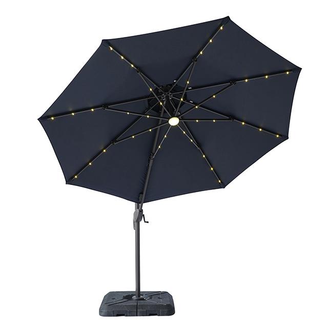 Furniture of America Nuti LA-A031BL+BASE 10 Ft Round Umbrella w/ LED Light + 37" Large Base IMAGE 3